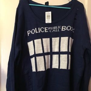 Torrid Doctor Who BBC Callbox Distressed Sweater